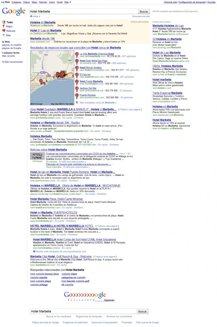 Nueva interfaz de búsqueda de Google